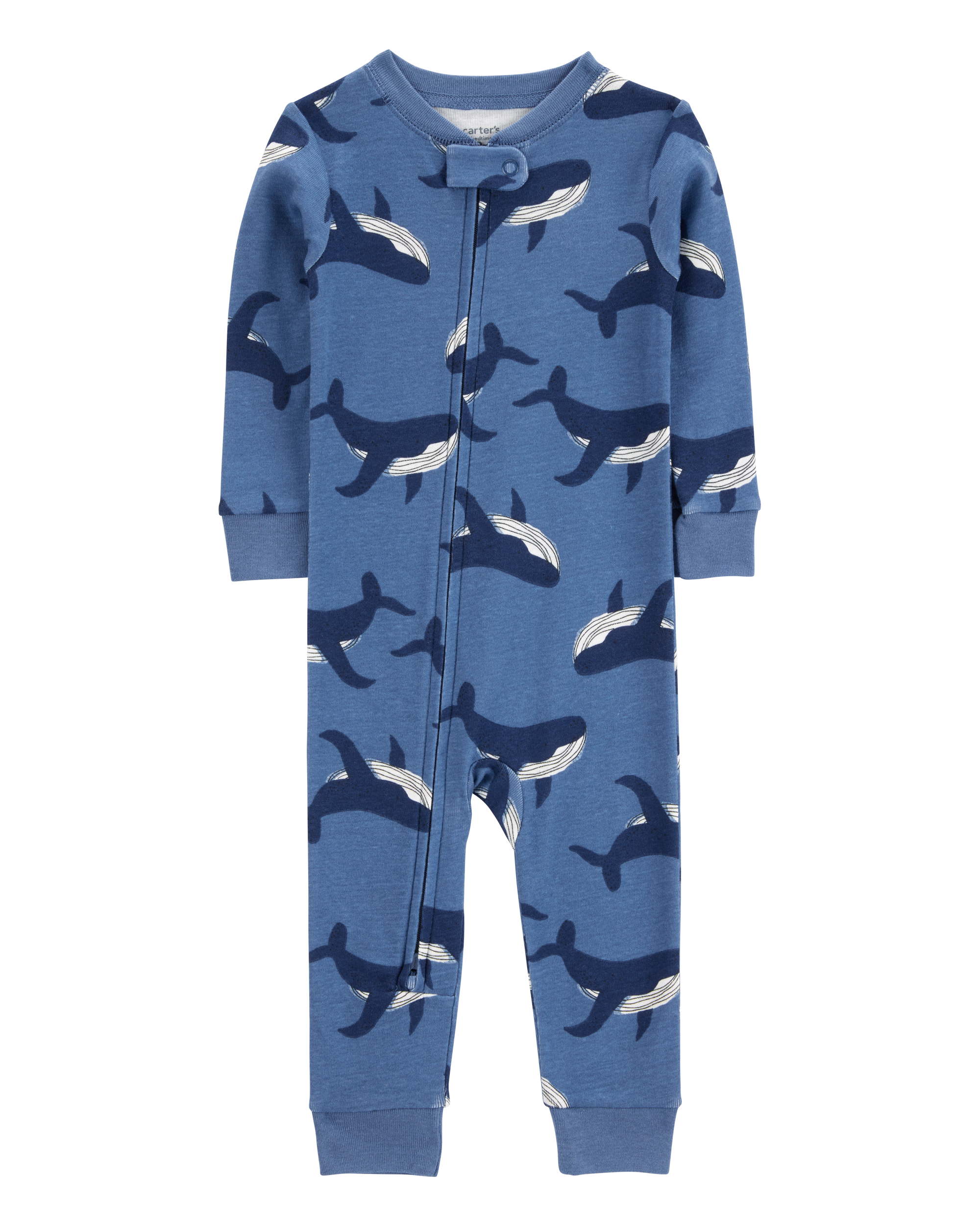 Toddler Boy Whale Print Snug Fit Cotton Footless 1-Piece Pajamas - Navy