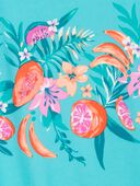 Turquoise - Girls 1-Piece Floral Print Rashguard Swimsuit - Turquoise, Selected