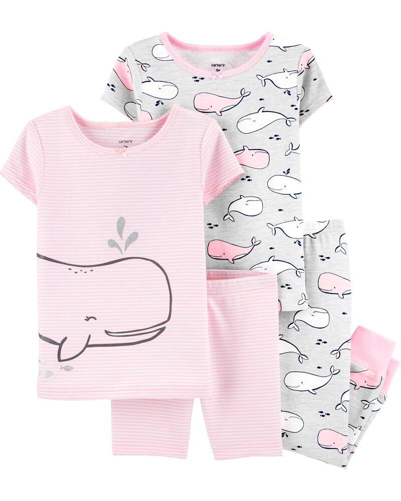 Multicolored//Narwhal, 12 Months Carters 4-Piece Snug Fit Cotton PJs