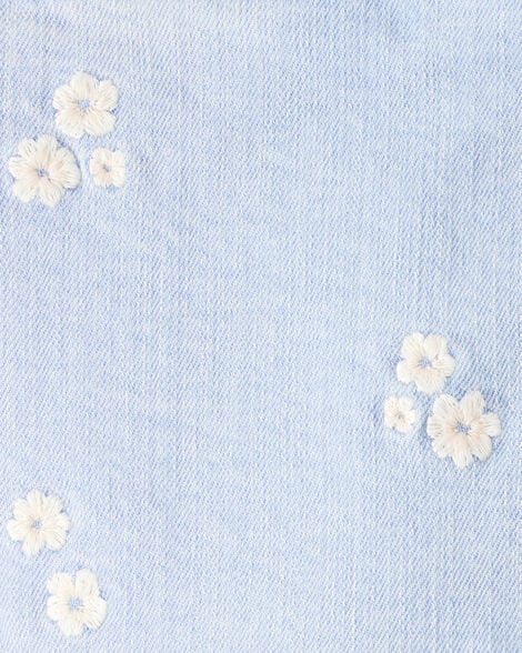 Baby Girl Embroidered Denim Skort - Blue