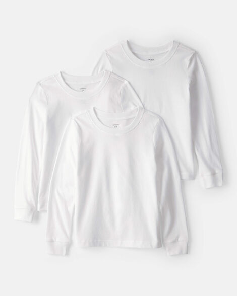 boys 3-pack long-sleeve undershirts - white