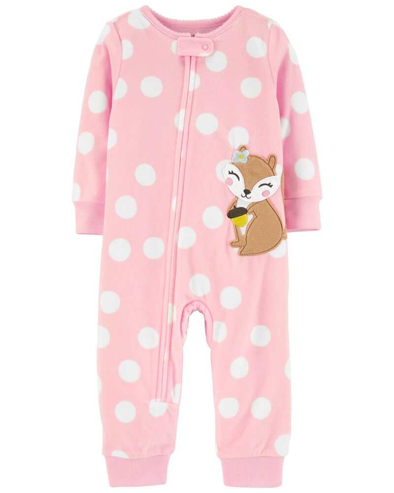 1-Piece Floral Fleece Footless PJs