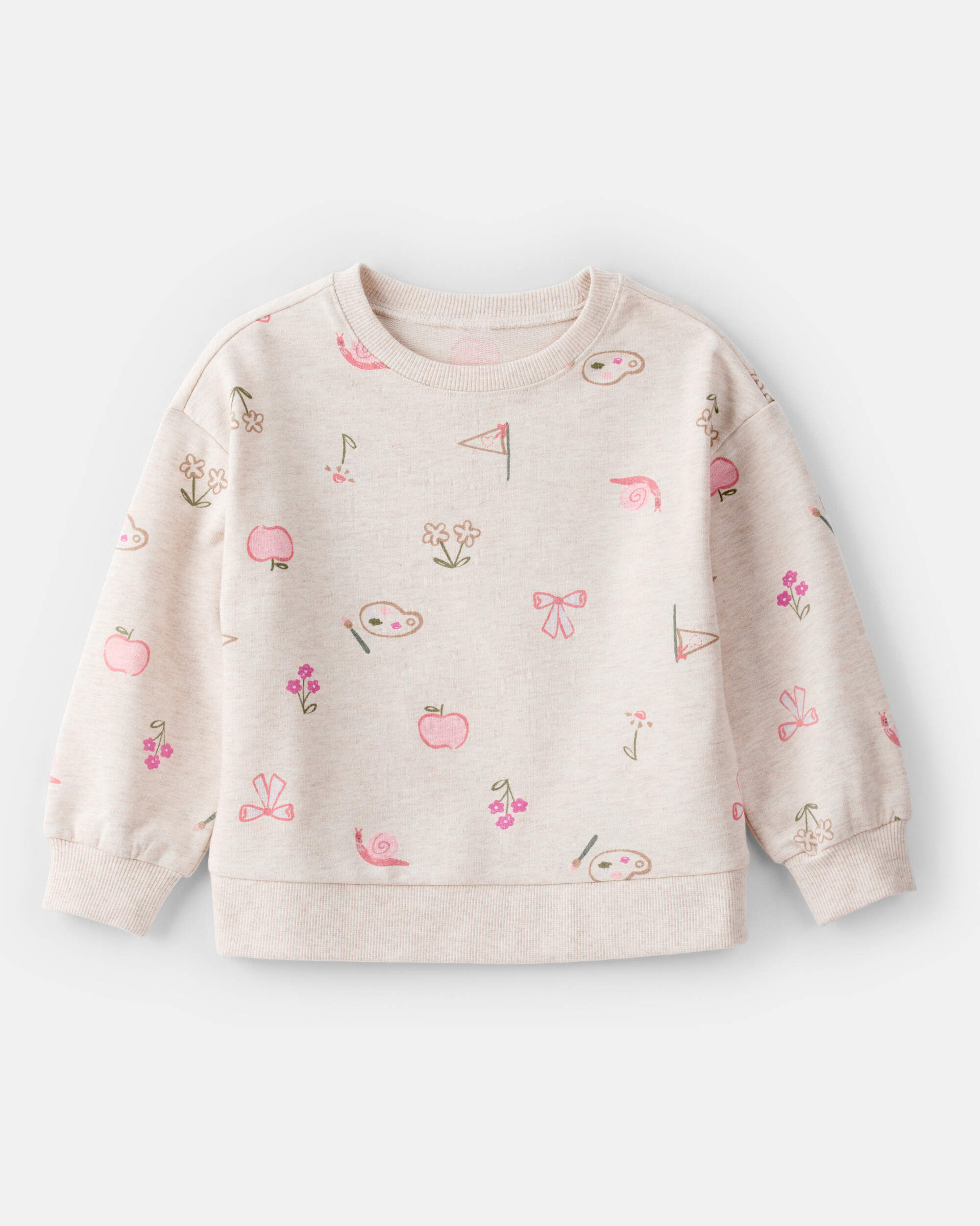 Toddler Girl French Terry Long-Sleeve Pullover Sweatshirt - Ivory