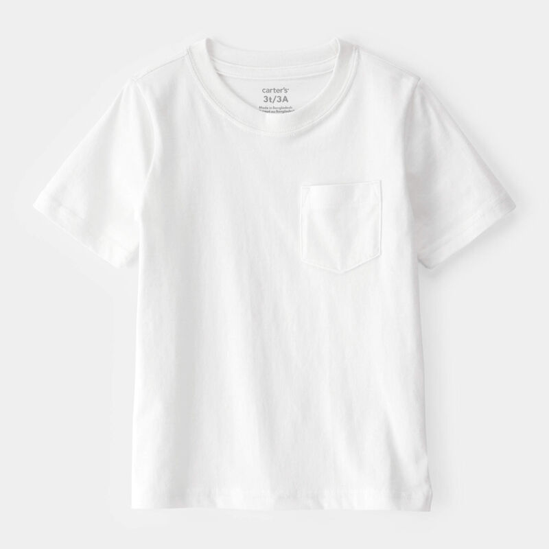 Toddler Solid Short-Sleeve Pocket Tee - White