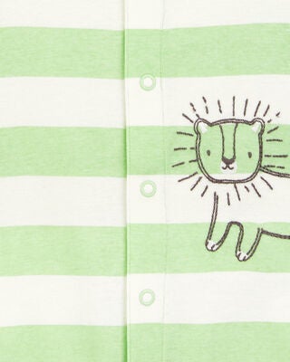 Product image 2 of Baby Lion Striped Short-Sleeve Romper -Green
