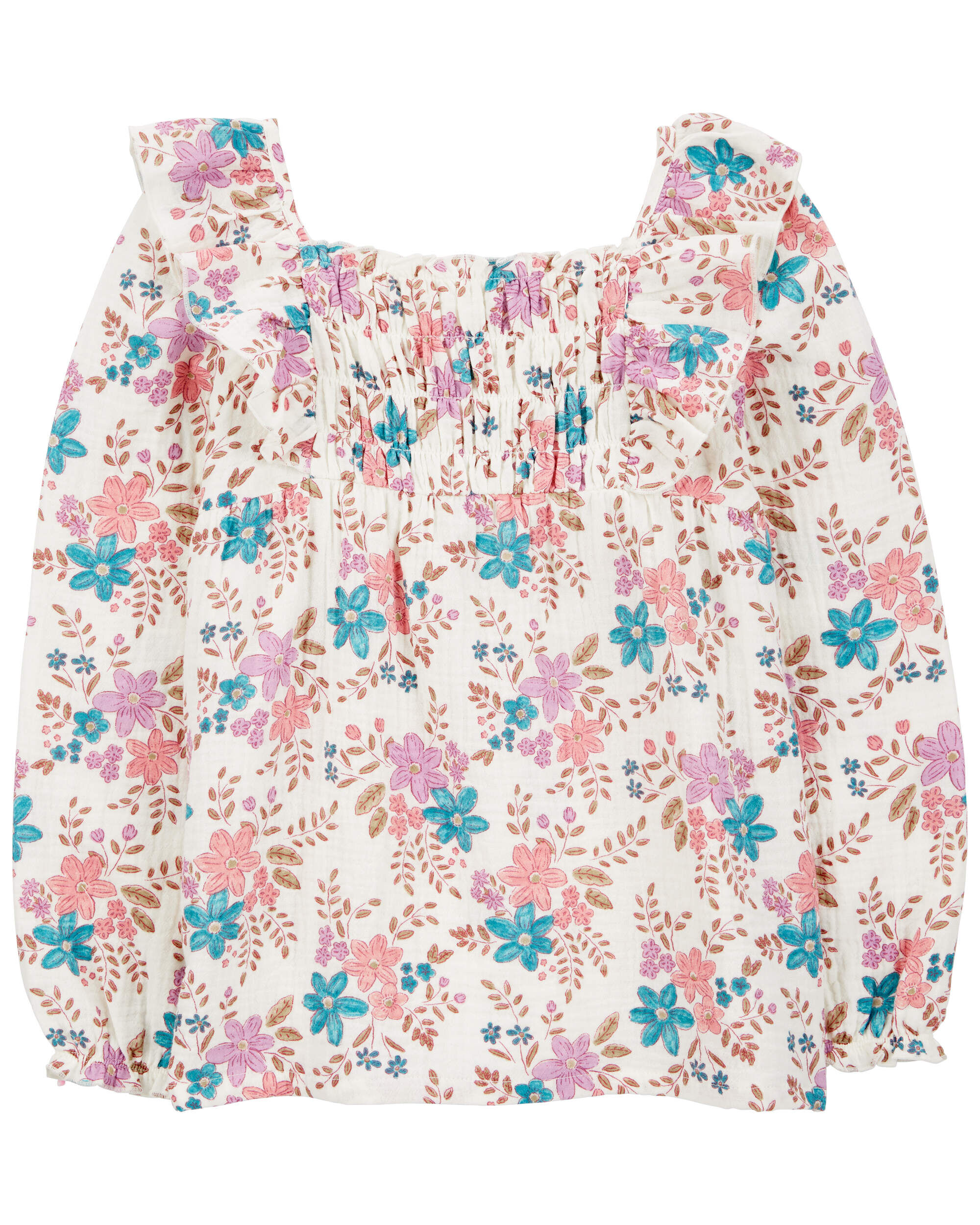 Kid Floral Woven Long-Sleeve Fashion Top - Floral - Carter's
