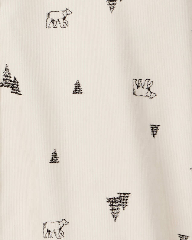 Product image 2 of Boys Christmas Print Corduroy Long-Sleeve Button-Down Shirt - Ivory