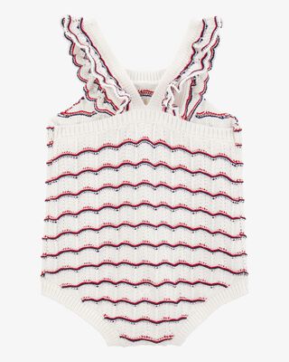 Product image 2 of Baby Striped Crotchet Knit Bubble Romper - White