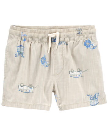 Toddler Seaside Print Chambray Drawstring Shorts