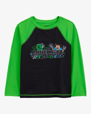 Product image 1 of Kid Minecraft® Long-Sleeve Rashguard Swim Top - Green