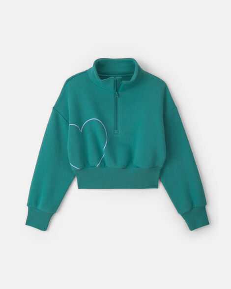 girls heart fleece pullover sweatshirt - green