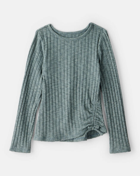 Girls Cinched Rib Top - Green