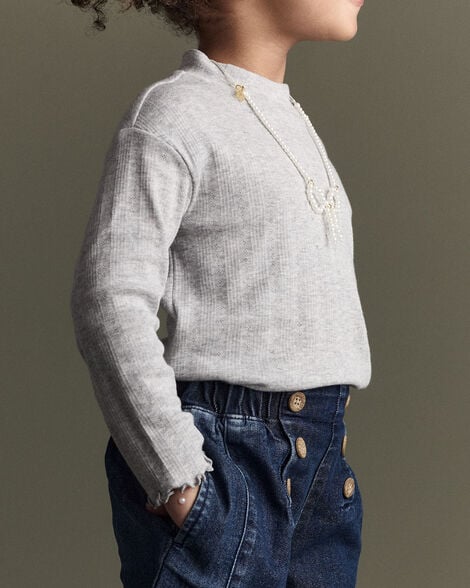 Toddler Girl Mock Neck Long-Sleeve Top - Heather Grey