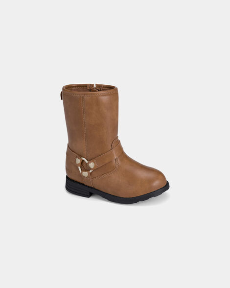 toddler girl heart riding boots - brown