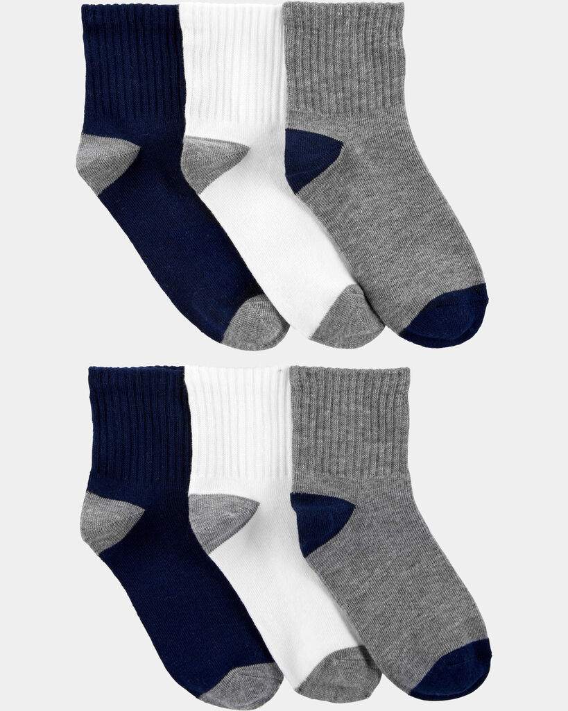 Carter'S boys 6-pack ankle socks 4-7 Navy/Grey/White