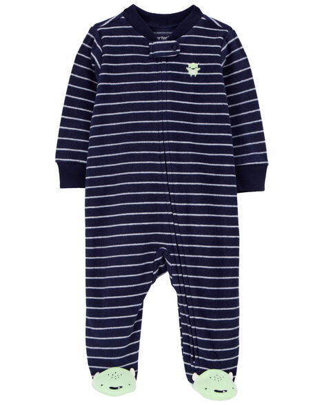 Baby Monster Fleece Zip-Up Footie Sleep & Play Pajamas - Carter