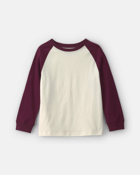 boys color block long-sleeve t-shirt - cream/burgundy