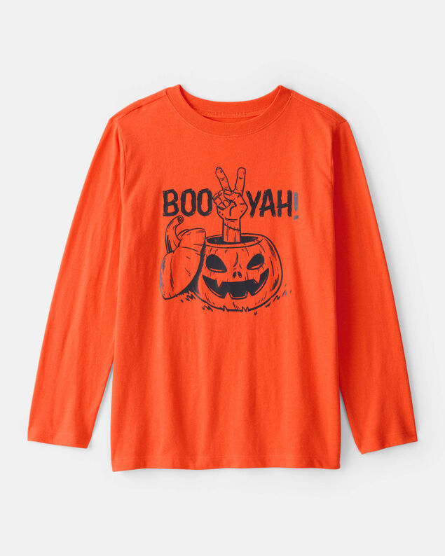 Product image 1 of Boys Halloween Boo Yah Long-Sleeve Graphic Tee - Orange