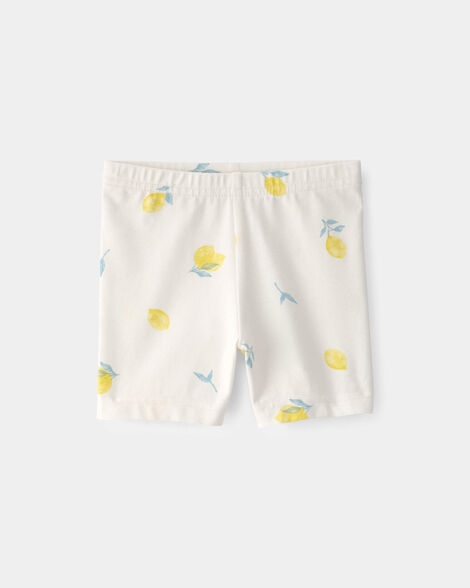 baby girl lemon bike shorts - cream