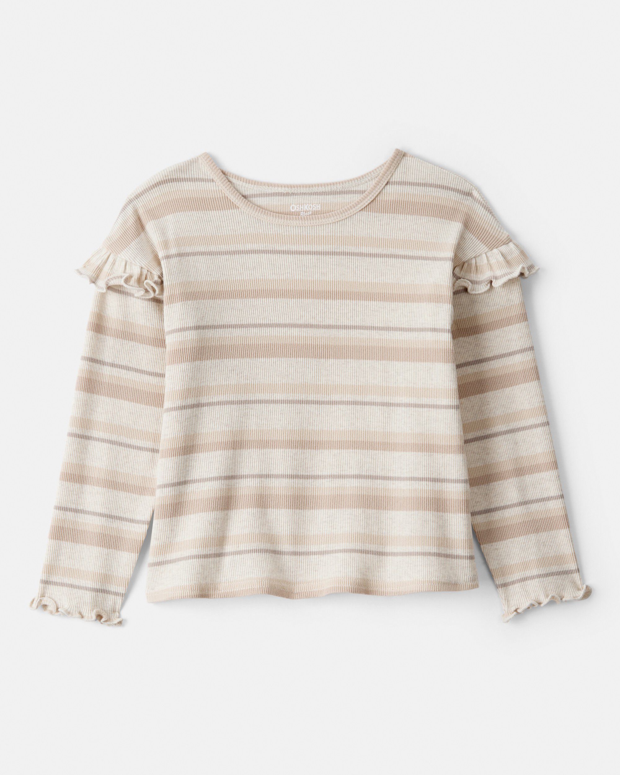 OshKosh Bgosh Toddler Girls Girl Striped Long-Sleeve Top - Cream 2T Beige 12$