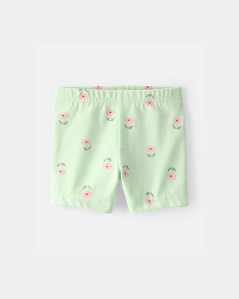 baby girl floral bike shorts - green