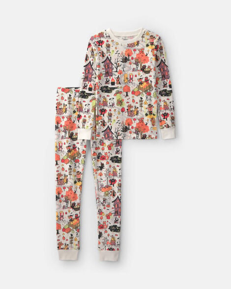 kids 2-piece halloween scavenger hunt 100% cotton snug fit pajama set