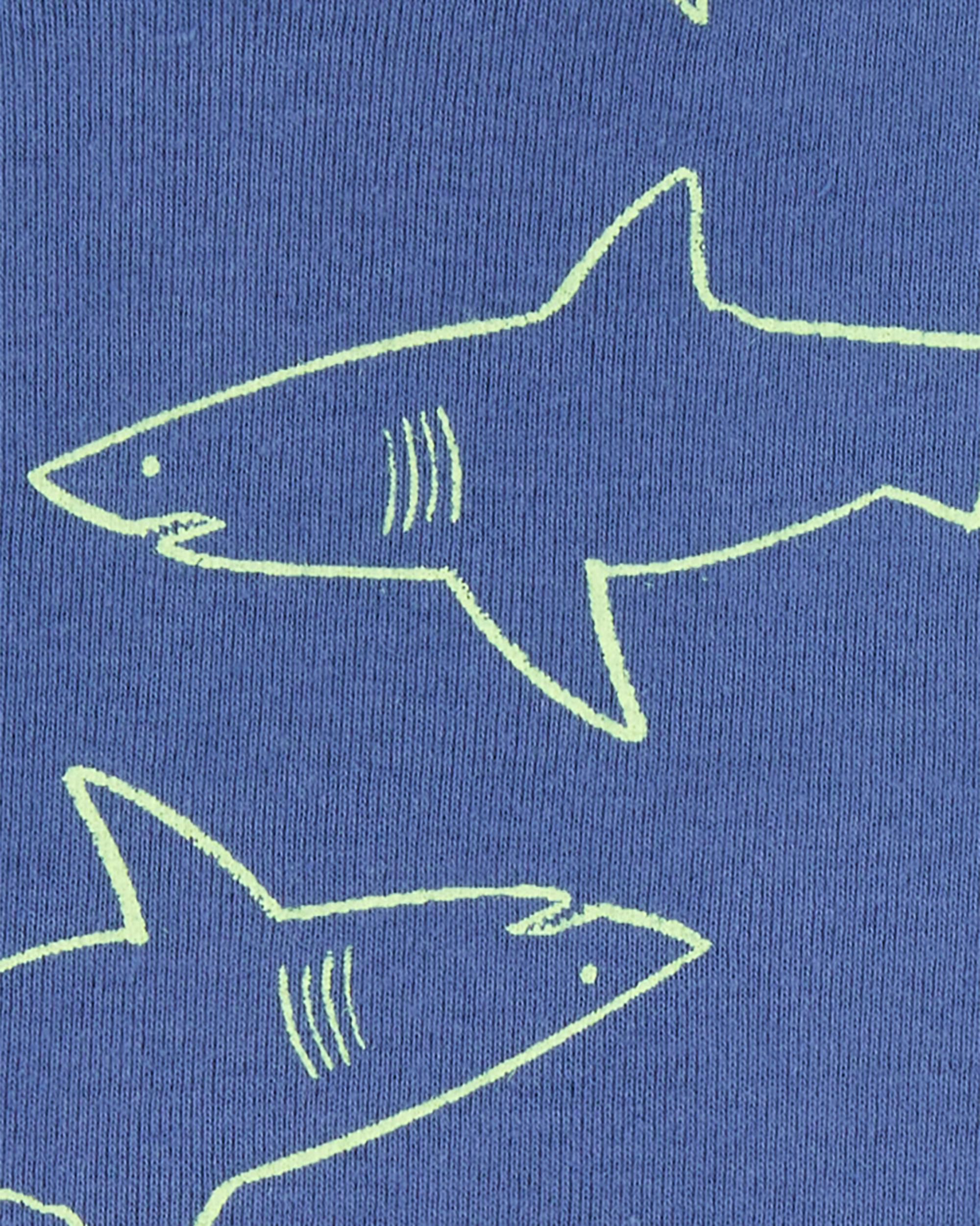 Toddler 4-Piece Shark Surfboard 100% Snug Fit Cotton Pajamas - Blue