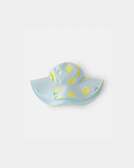 toddler girl reversible lemon swim hat - blue