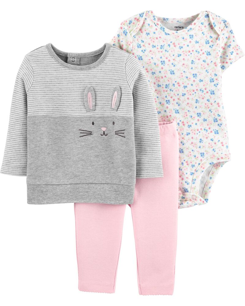 Details about  / Carter/'s Infant Baby Girl 3-Piece Bunny Rabbit Set 6 9 12 18 months