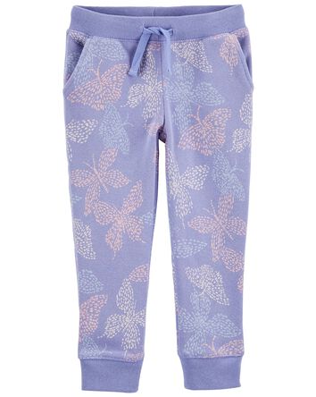 Baby Butterfly Print Pull-On Fleece Pants