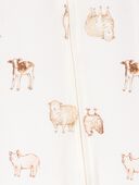 Multi - Baby Farm Animals Print PurelySoft Footie 1-Piece Pajamas - Ivory, Selected