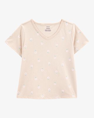 Product image 1 of Kid Floral Short-Sleeve Fashion Top - Tan