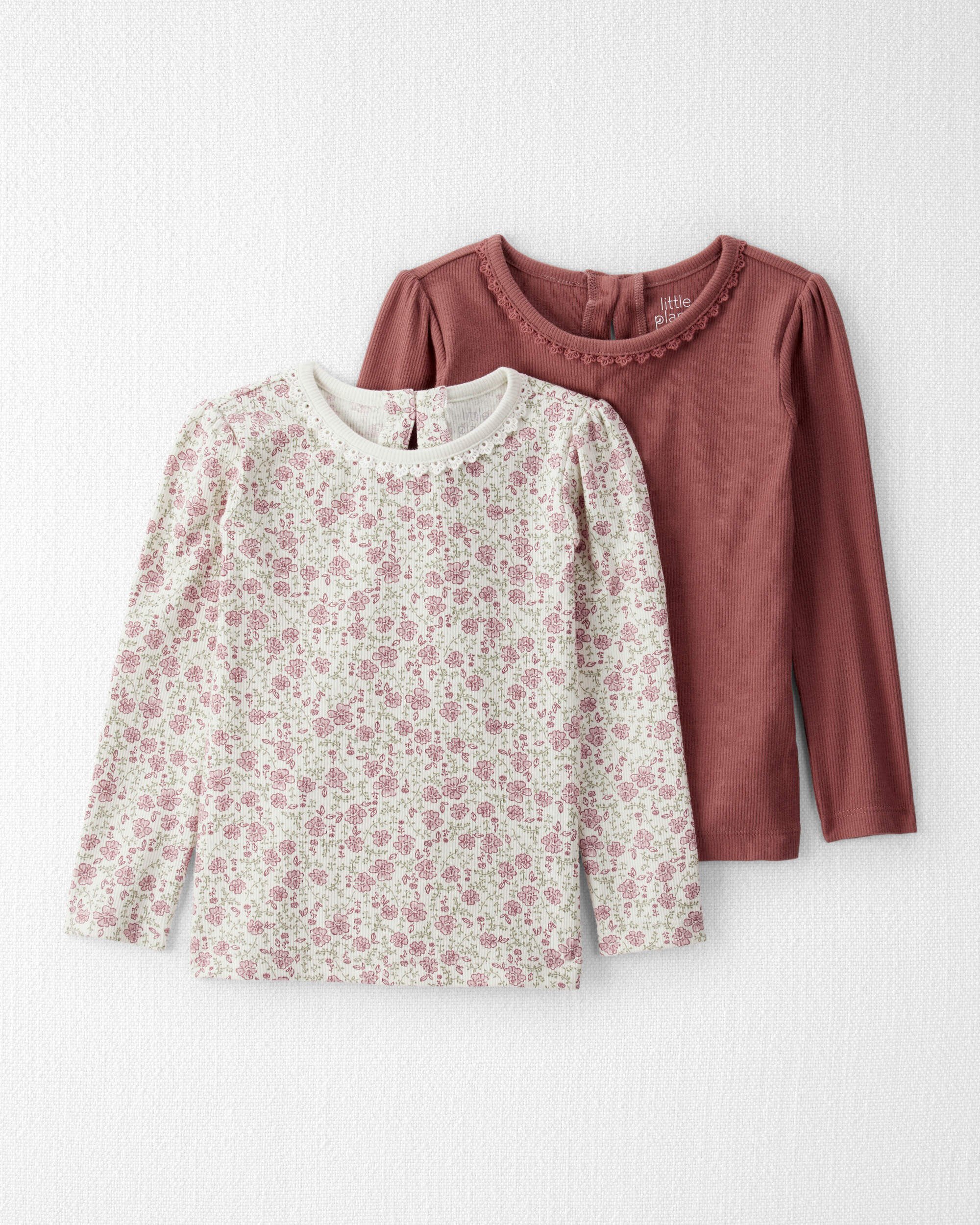 Toddler Girl 2-Pack Organic Cotton Ribbed Tees