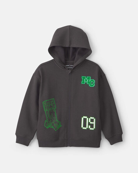 boys minecraft® zip-up hoodie - black/green