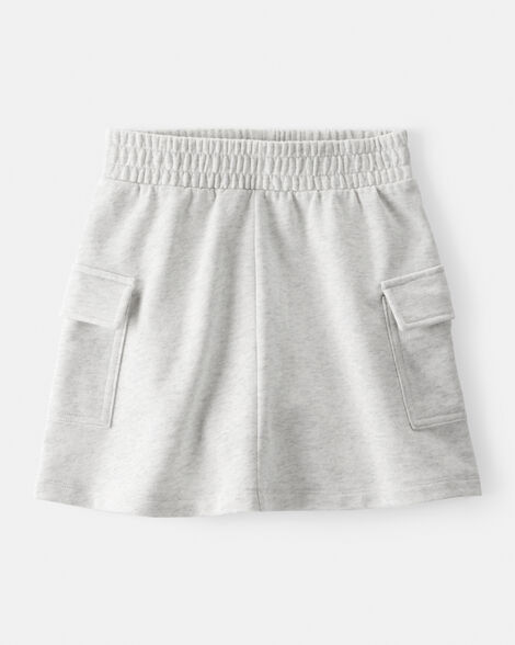Girls French Terry Cargo Skirt - Grey