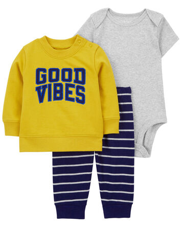Baby 3-Piece Good Vibes Little Pullover Set