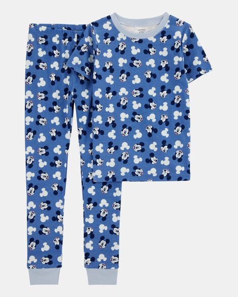 kid disney© mickey mouse snug fit cotton 2-piece pajamas - navy