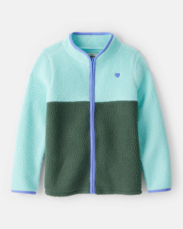 Product image 1 of Girls Microfleece Long-Sleeve Zip-Up Jacket - Green/Blue
