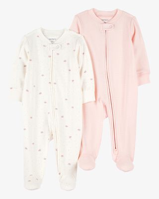 Product image 1 of Baby 2-Pack 2-Way Zip Cotton Sleep & Play Pajamas