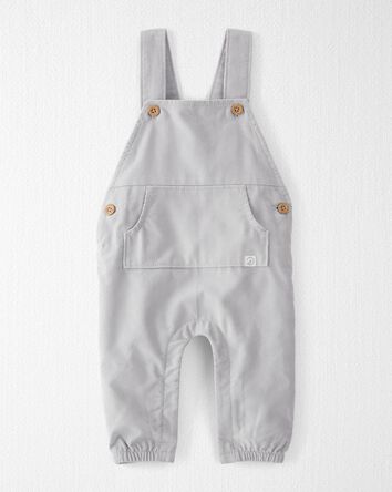 Baby Organic Cotton Cozy Lined Corduroy Overalls in Light Gray
