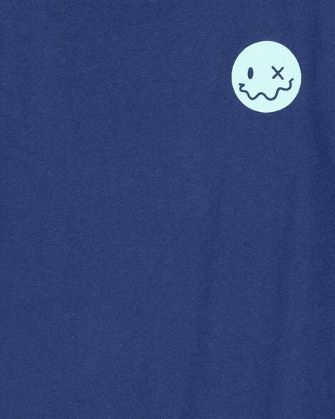  Product image 3 of Boys Smiley Face Short-Sleeve Graphic Tee - Navy