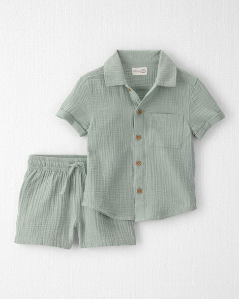 Toddler Boy 2-Piece Organic Cotton Gauze Top & Short Set