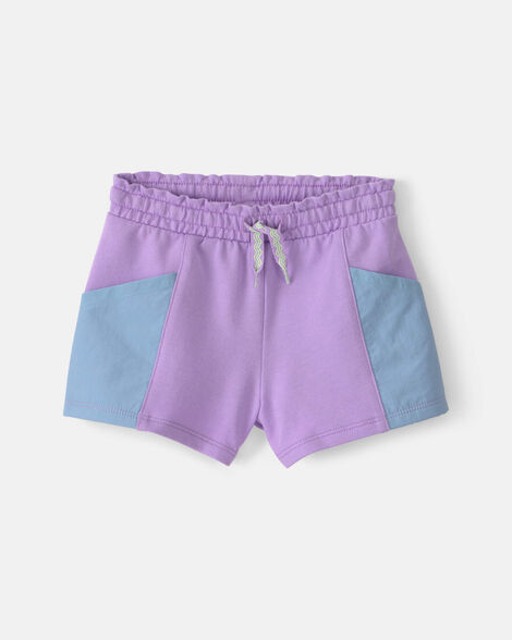 baby girl french terry shorts - purple/blue