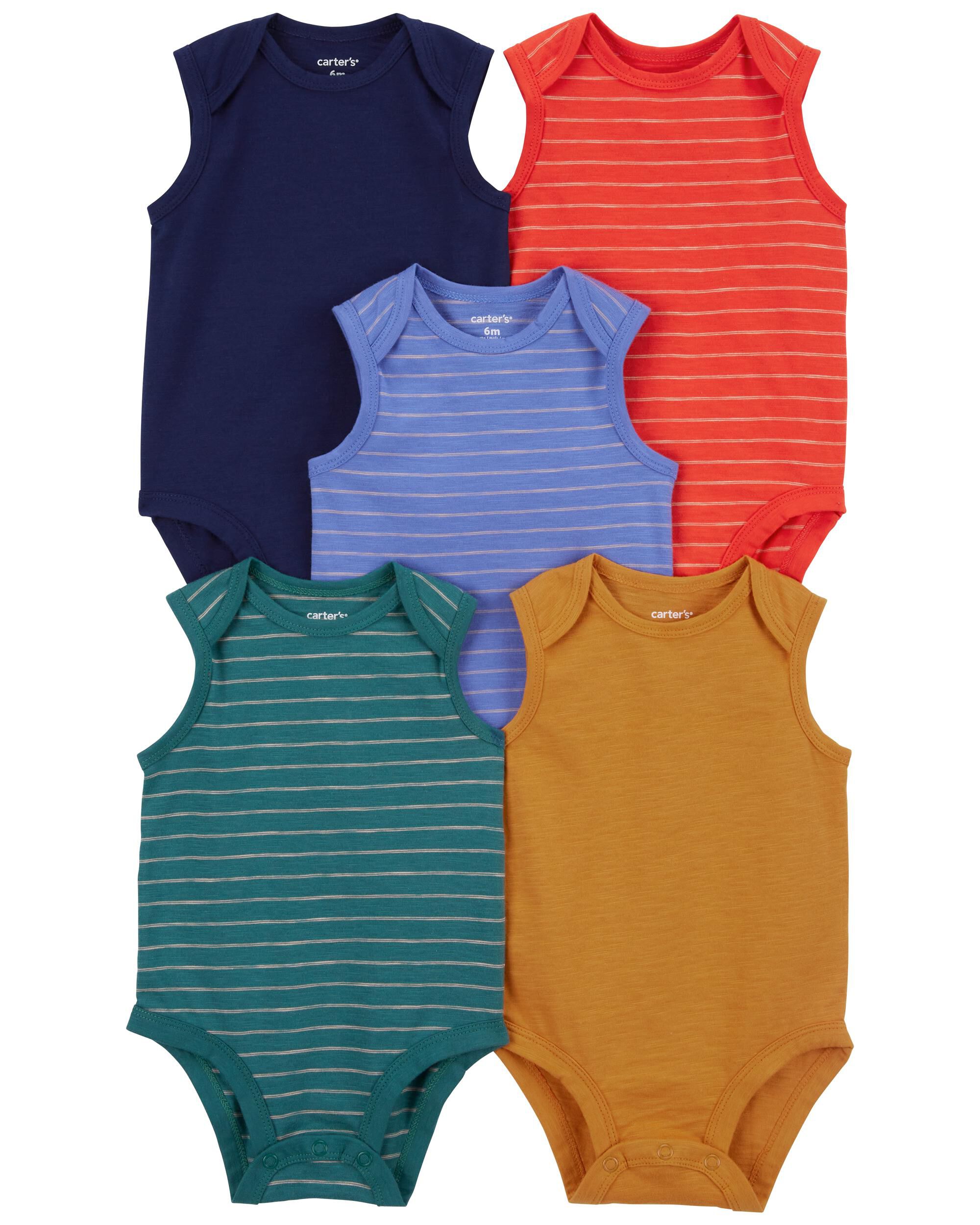 Baby 5 Pack Striped Tank Bodysuits Carter s Carter s