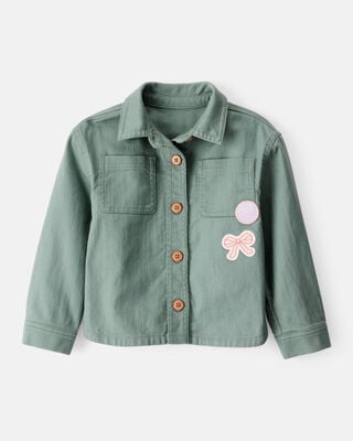 Product image 1 of Toddler Girl Patchwork Cotton Long-Sleeve Utility Fashion Jacket - Green