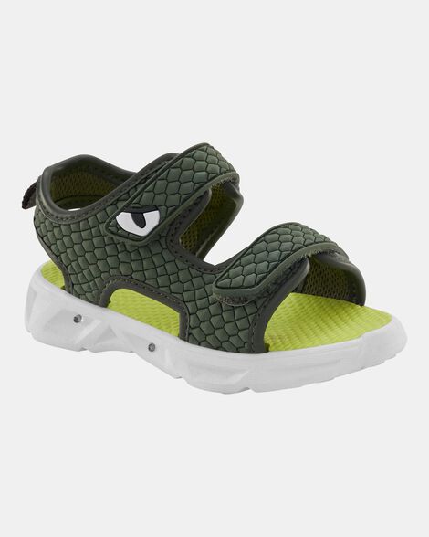 toddler rugged light up sandals - green