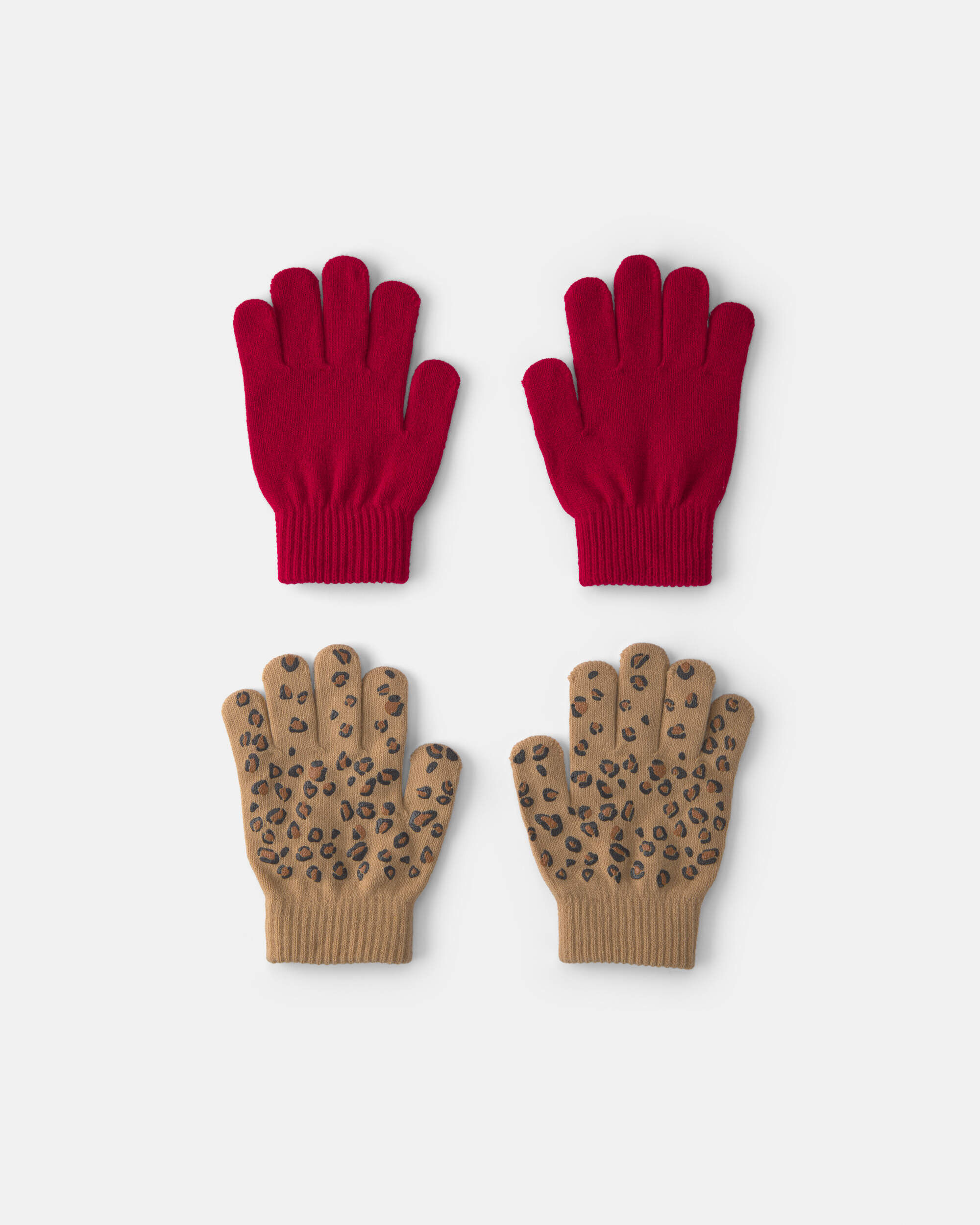 Carters girls 2-pack leopard winter gloves 4-7 RedBrown 10$