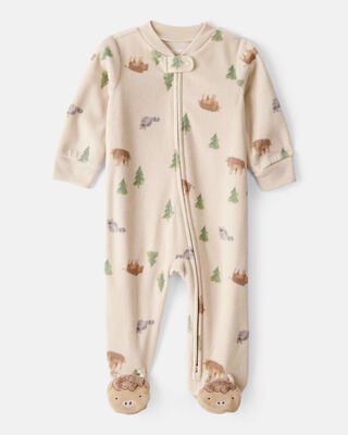 Baby Boy Fox Striped Loose Fit Long-Sleeve Sleep & Play Pajamas - Brown