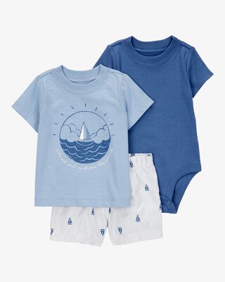 Product image 1 of Baby 3-Piece Sailboat Outfit Set - Blue