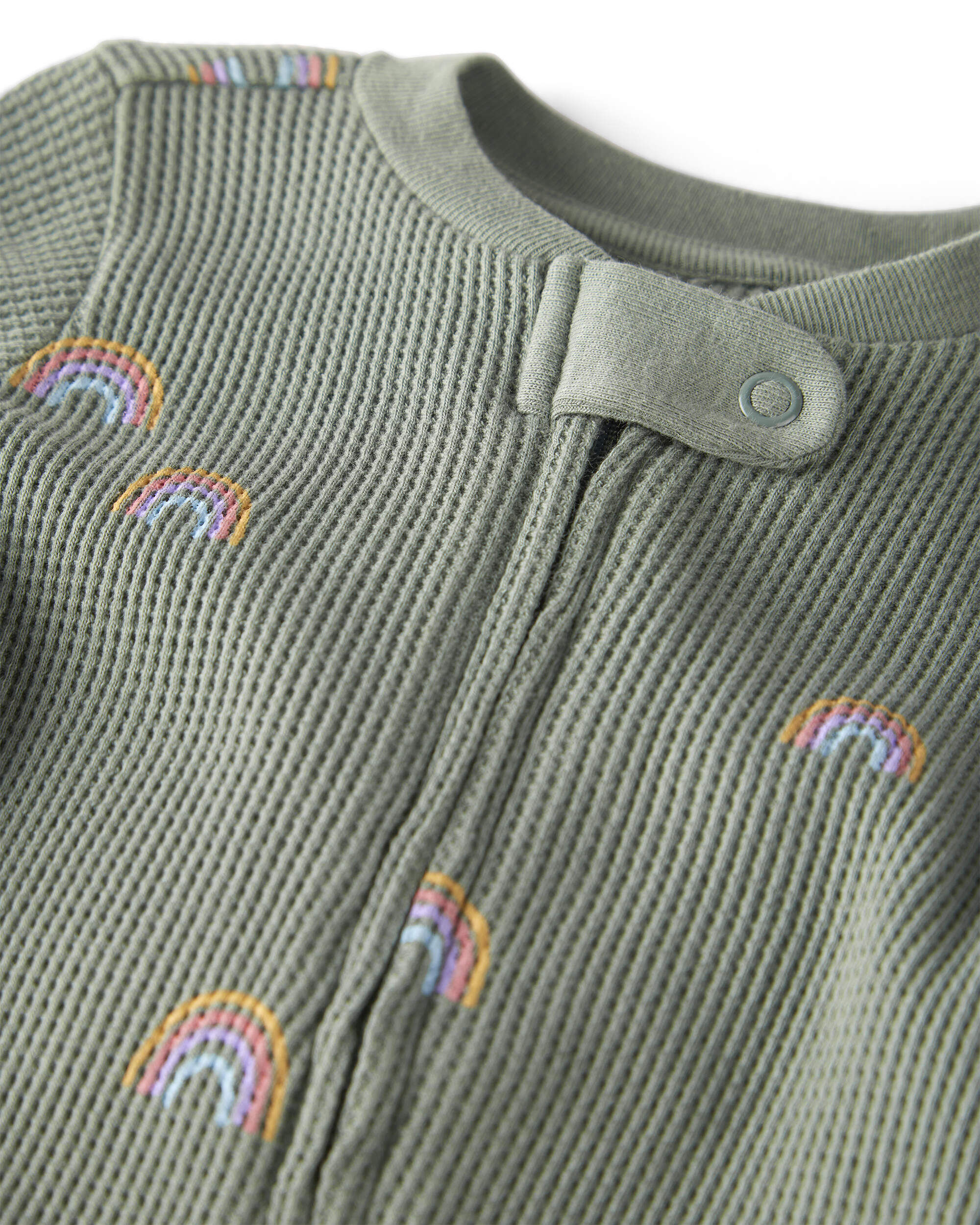 Baby Waffle Knit Sleep & Play Pajamas Magical Rainbow Print Made with Organic Cotton